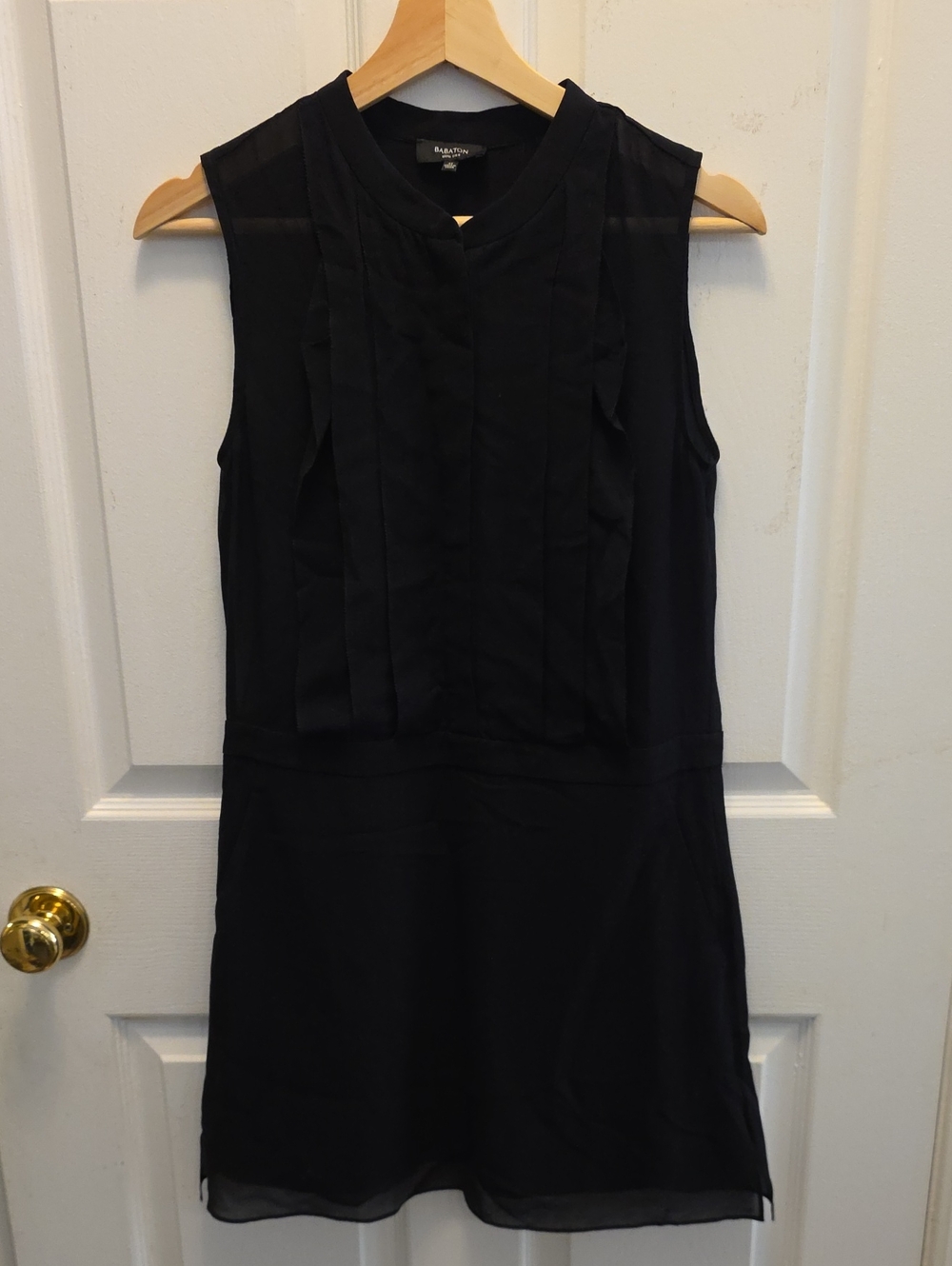 Aritzia Silk Black Sleeveless Pleat Front Dress